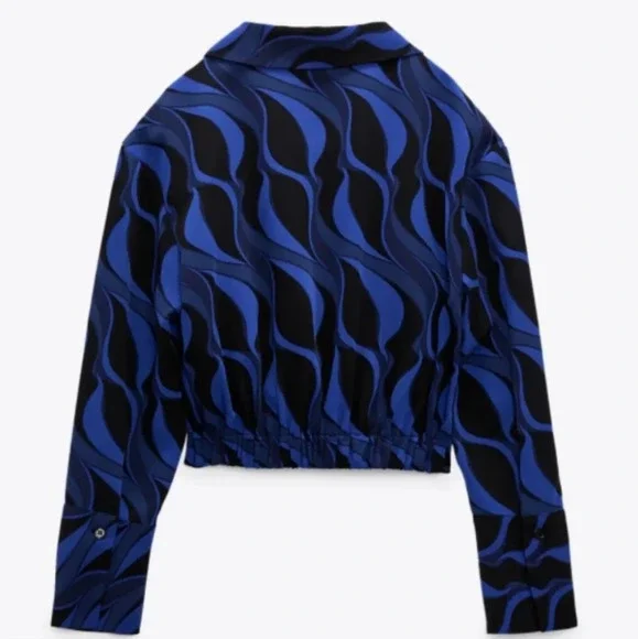 Zara Pleated Printed Shirt NWT - Picture 5 of 10